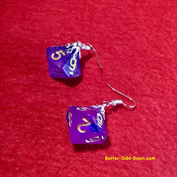 10 Sided Dungeon Dice Earrings Fushia Blue