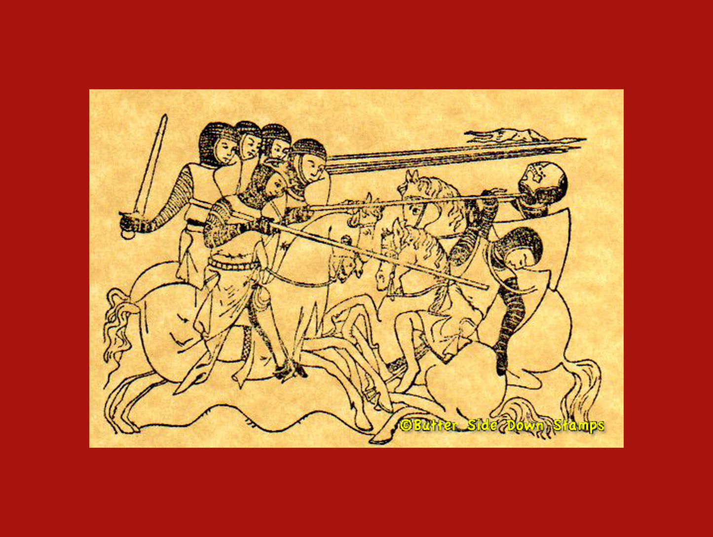 Fierce charge of Byzantine Cavalry rubber stamp.