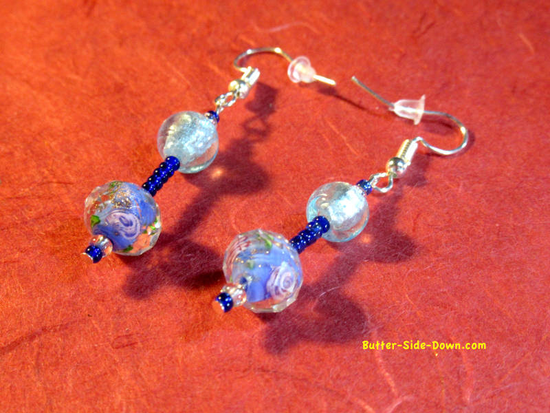 Floral lampwork earrings