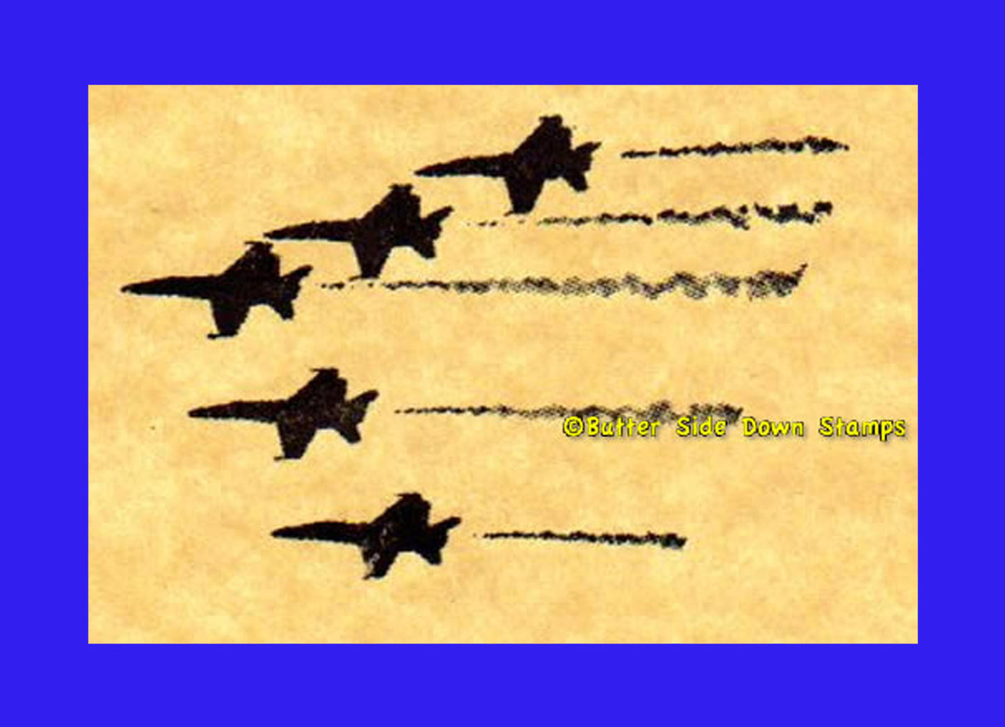 Jet fighter formation rubber stamp