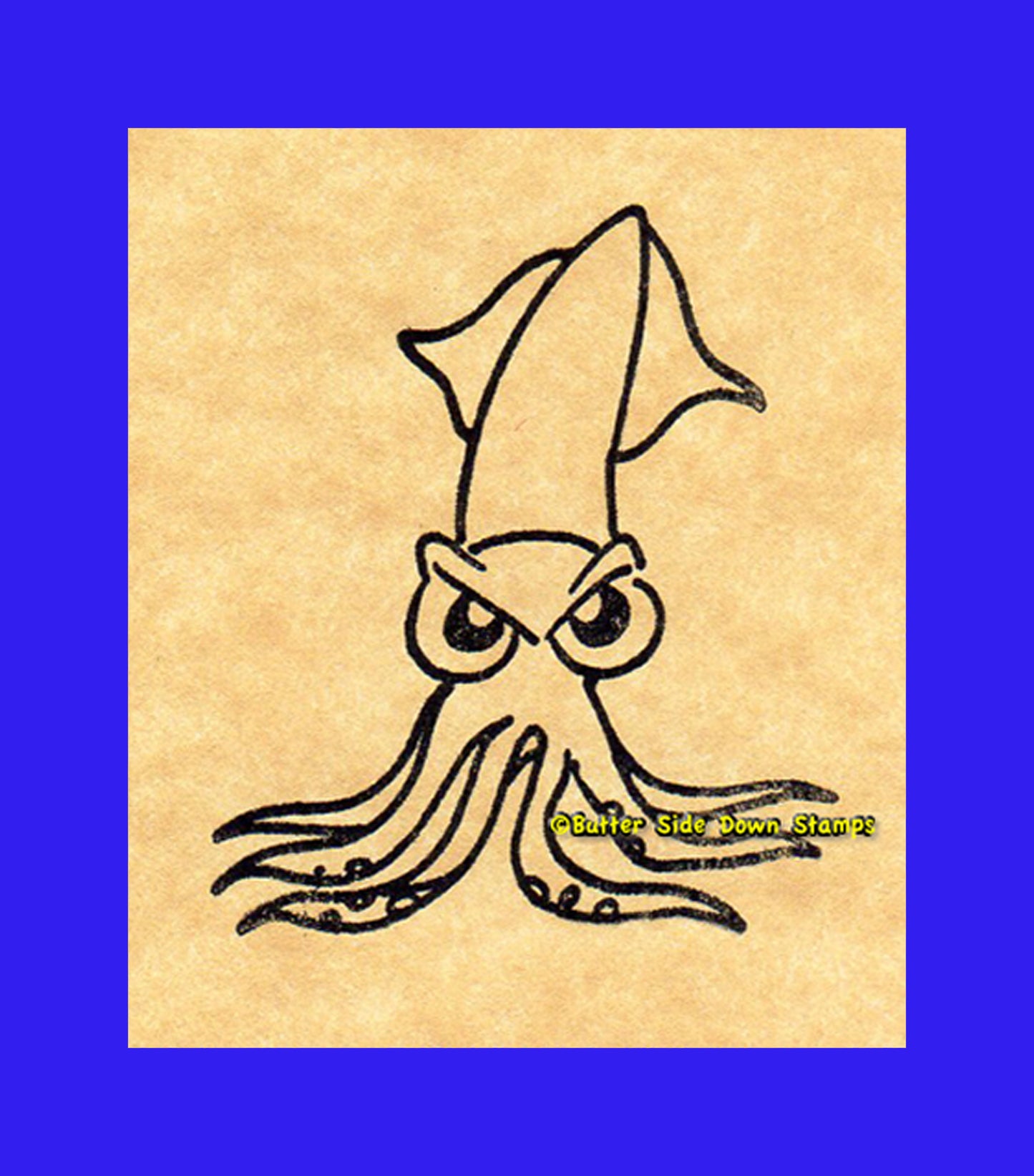 Angry Squid Rubber Stamp