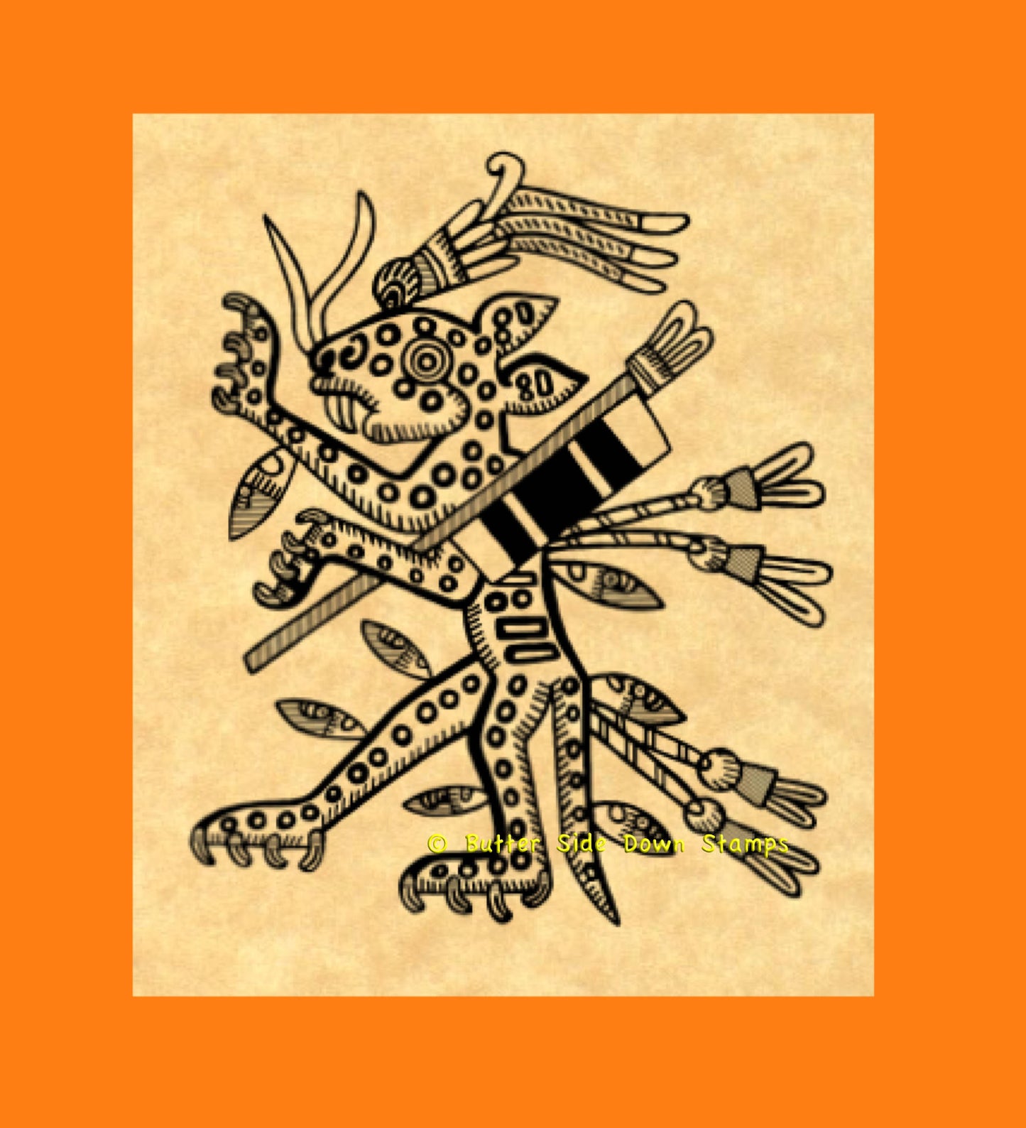 Aztec Jaguar rubber stamp