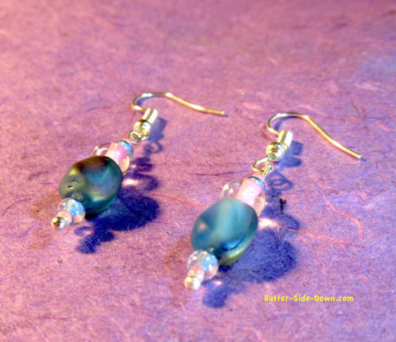 Frosted blue glass earrings