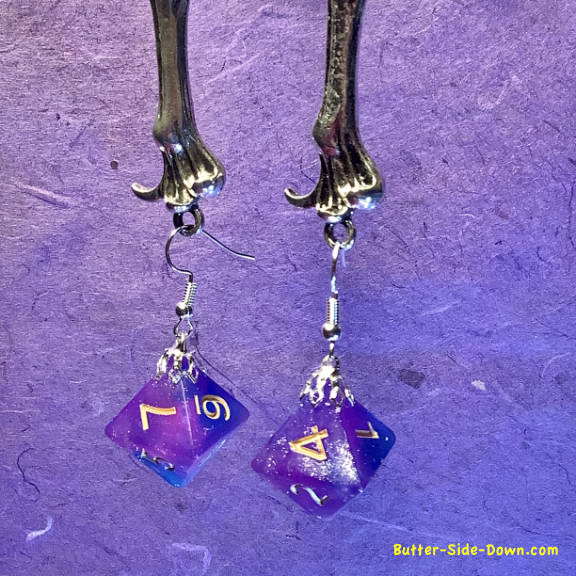 Octahedron Fushia Blue earrings