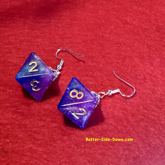 Octahedron Fushia Blue earrings