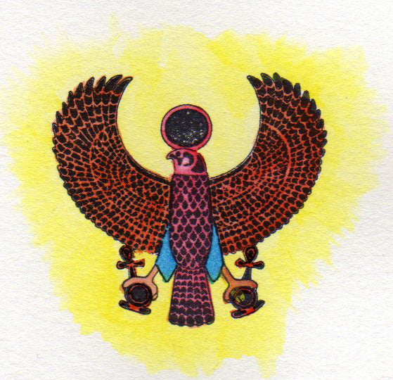 Painted falcon rubber stamp.