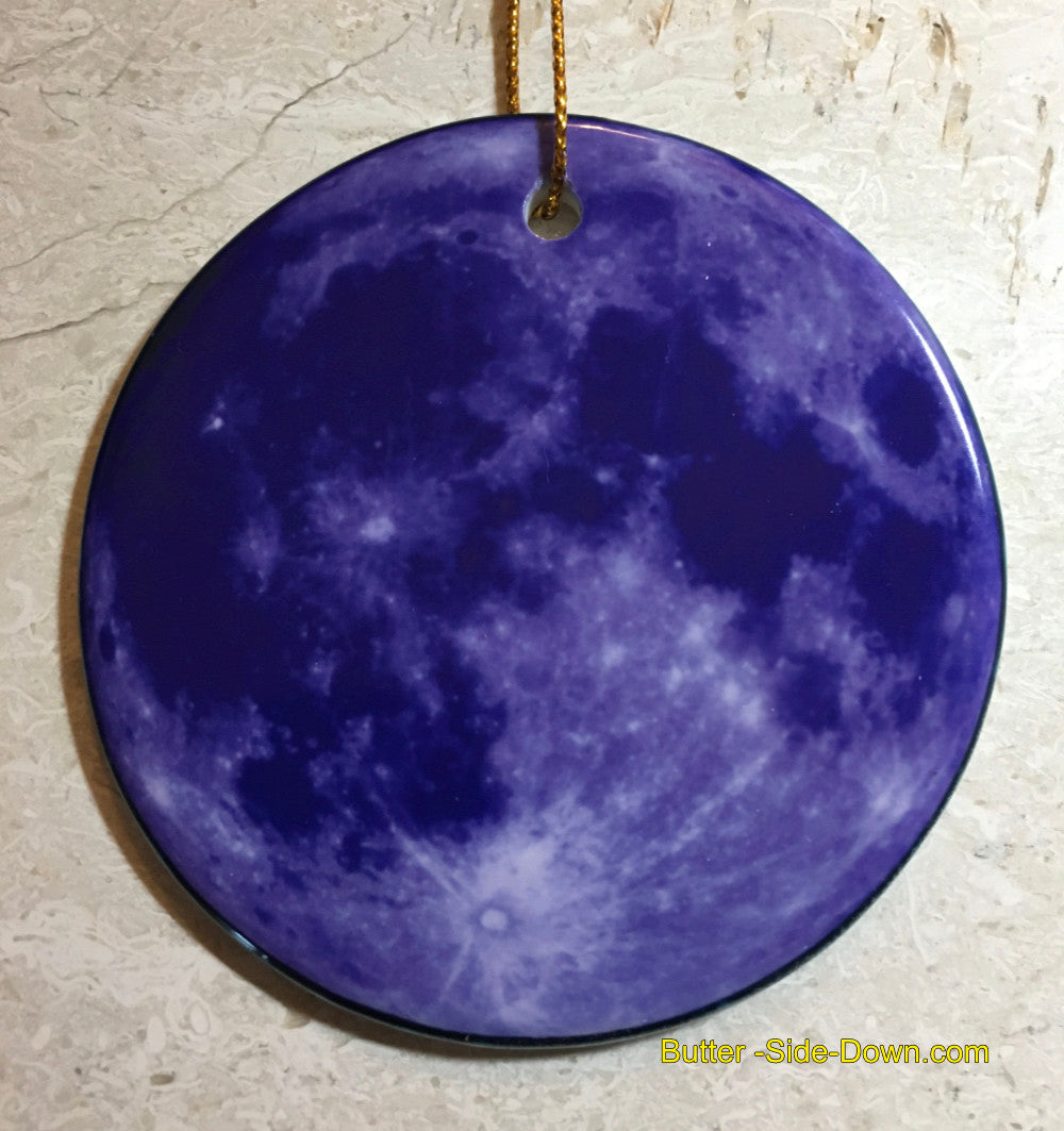 3 inch full moon ceramic ornament