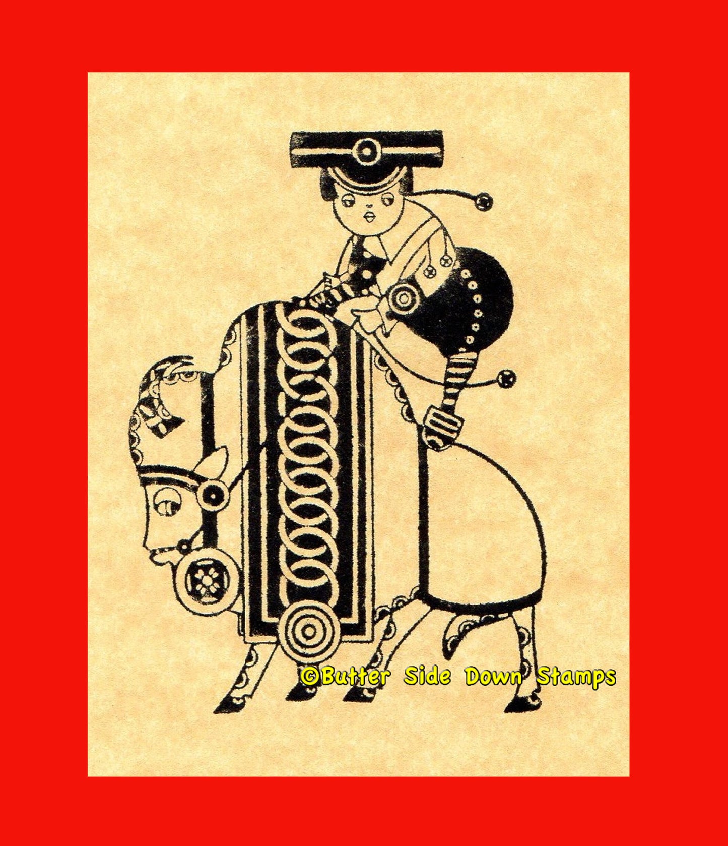 Japanese Buffalo Girl Rubber Stamp