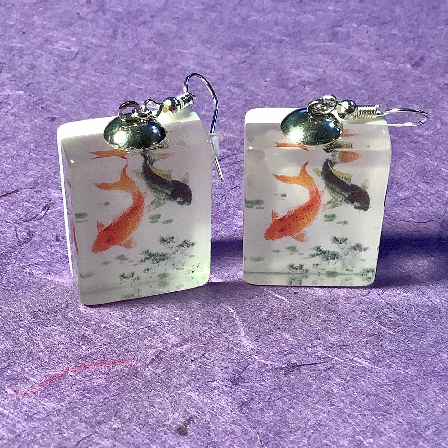 Green Dragon Mahjong Tile Chunky Lucite Earrings