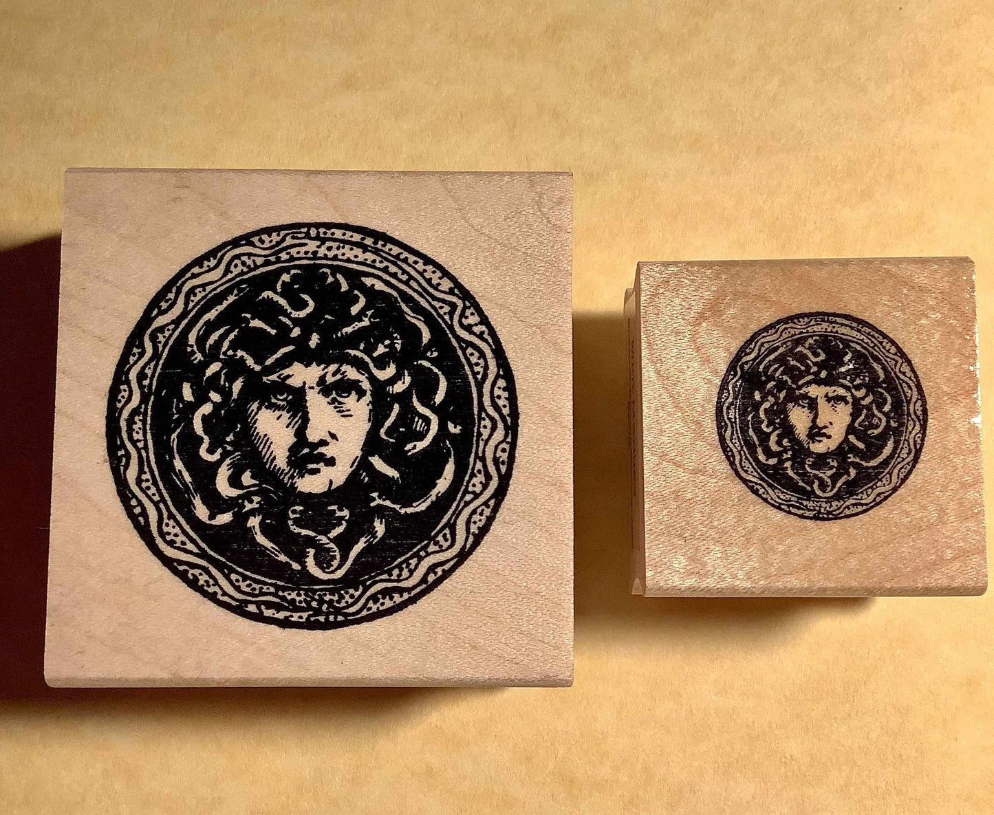 Medusa rubber stamp sizes