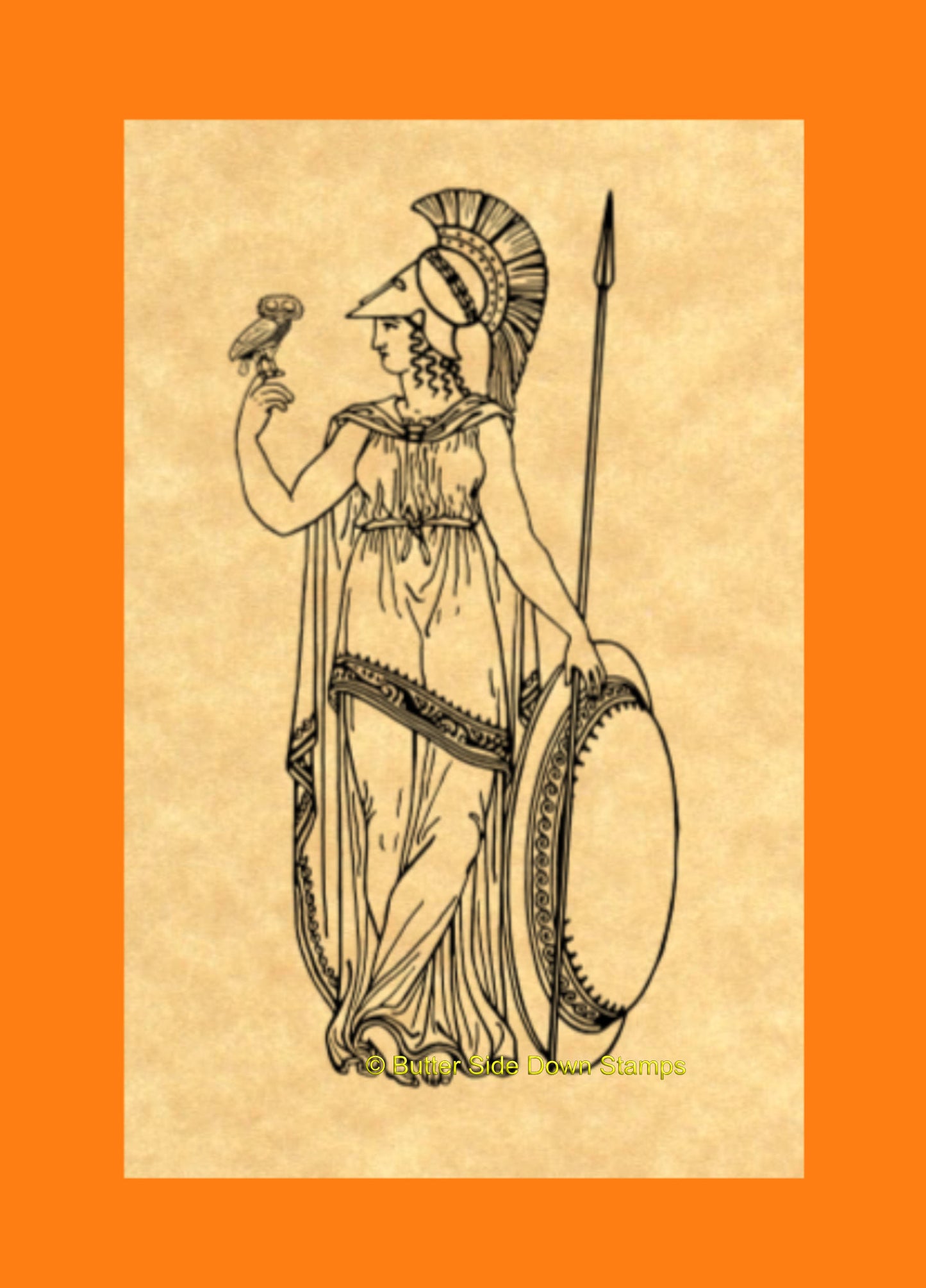 Roman goddess Minerva holding and owl