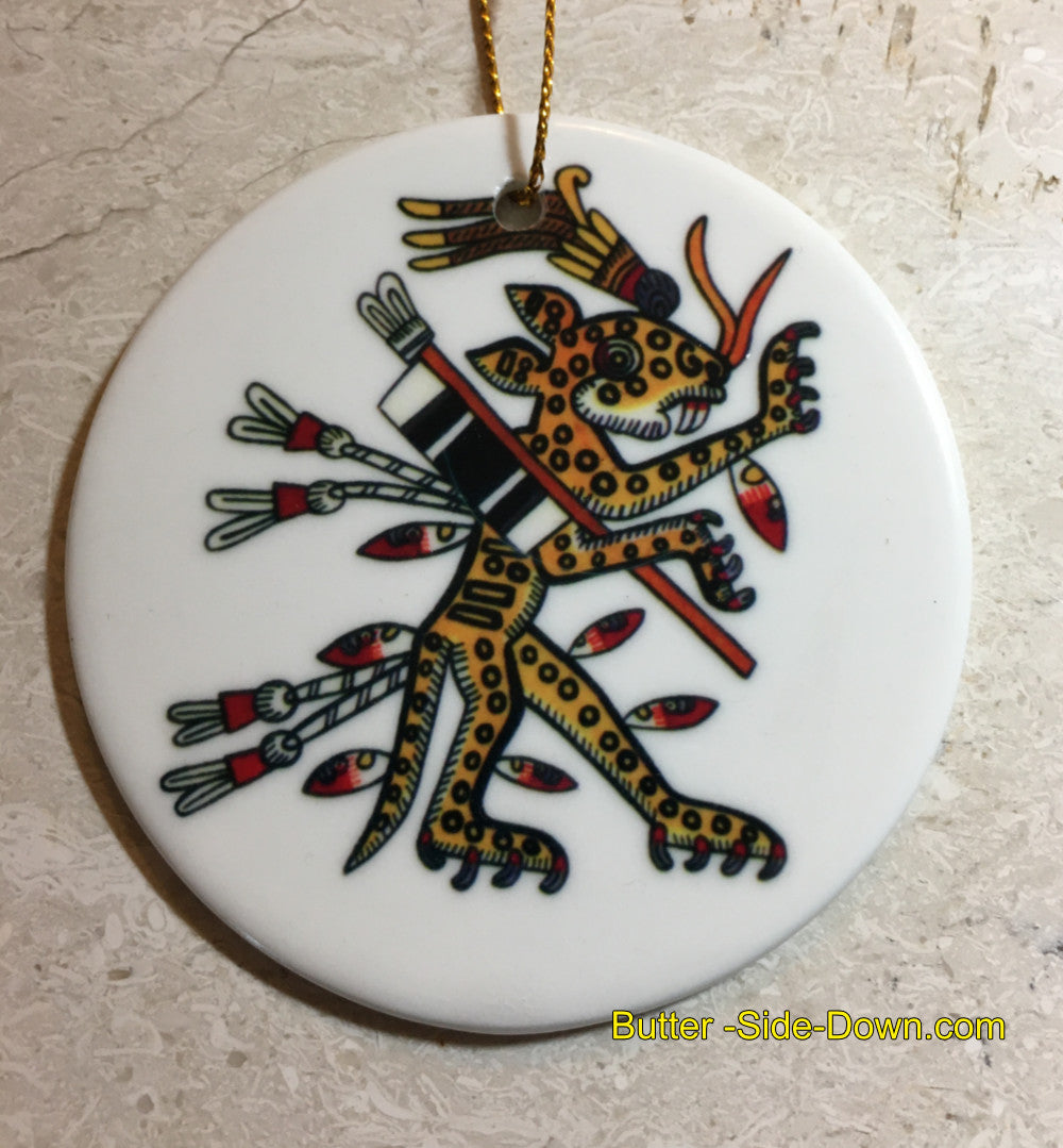 Aztec Ocelot Ceramic Ornament