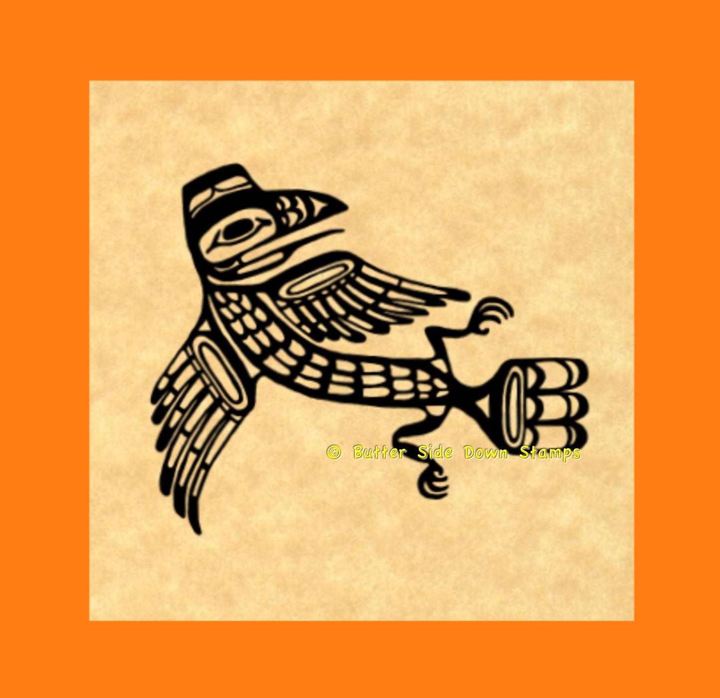 Raven art symbol rubber stamp