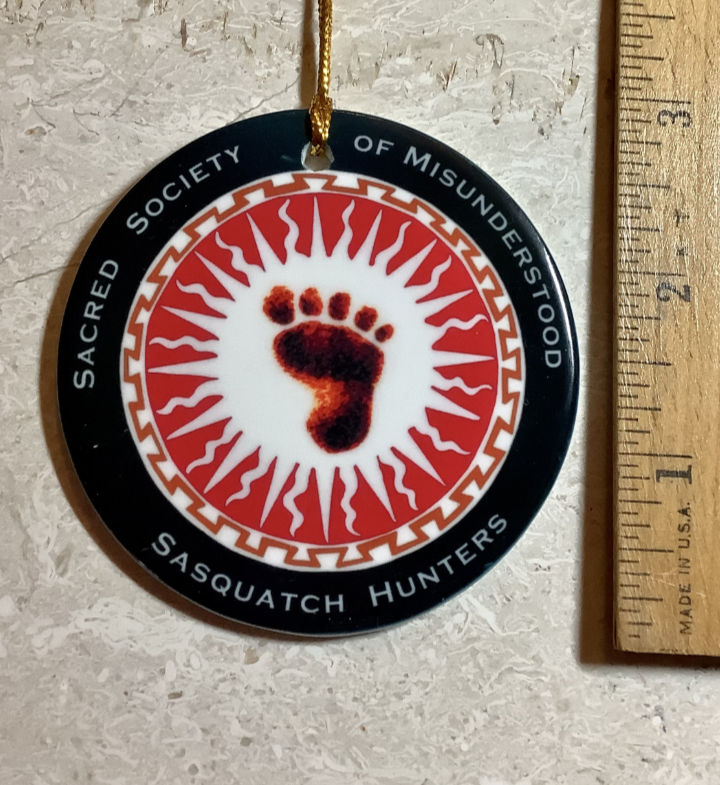 Sacred Society of Misunderstood Sasquatch Hunters ceramic ornament
