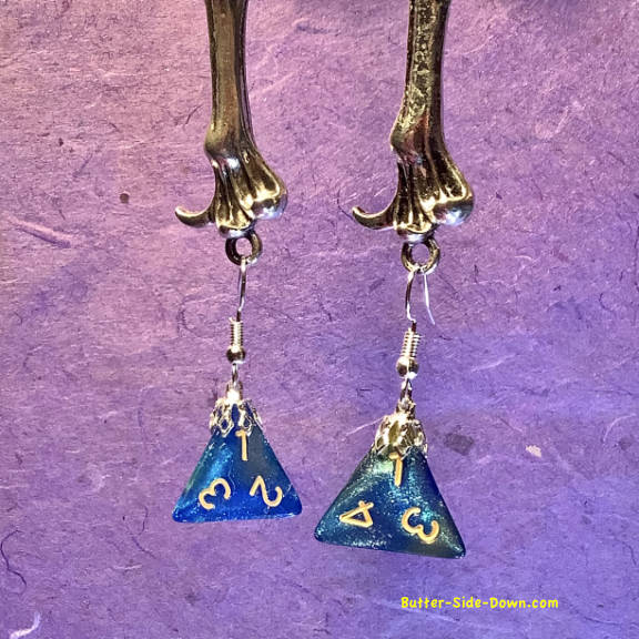 Blue-green 4 sided earrings