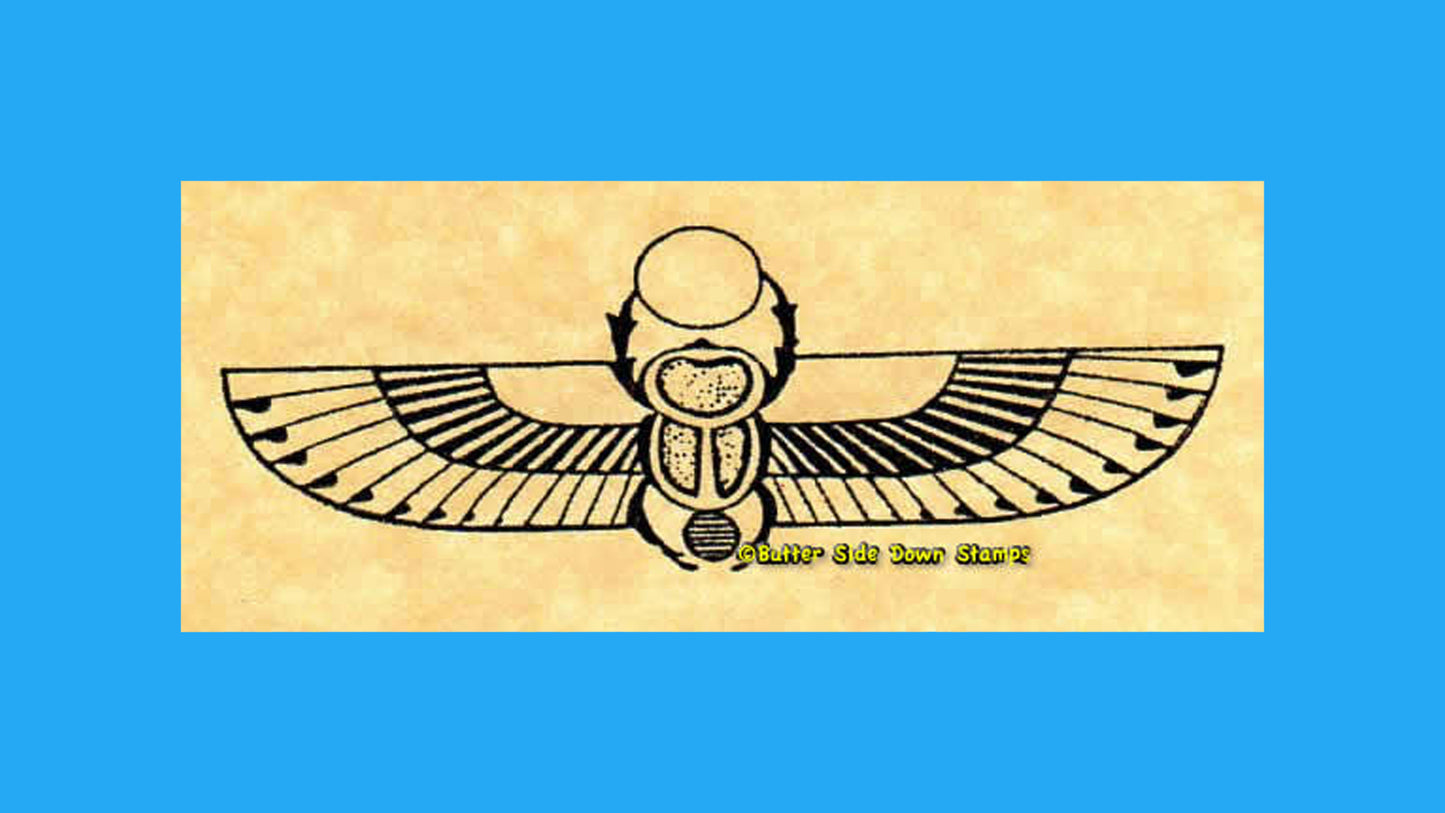 Ancient Egyptian Winged Scarab Rubber Stamp