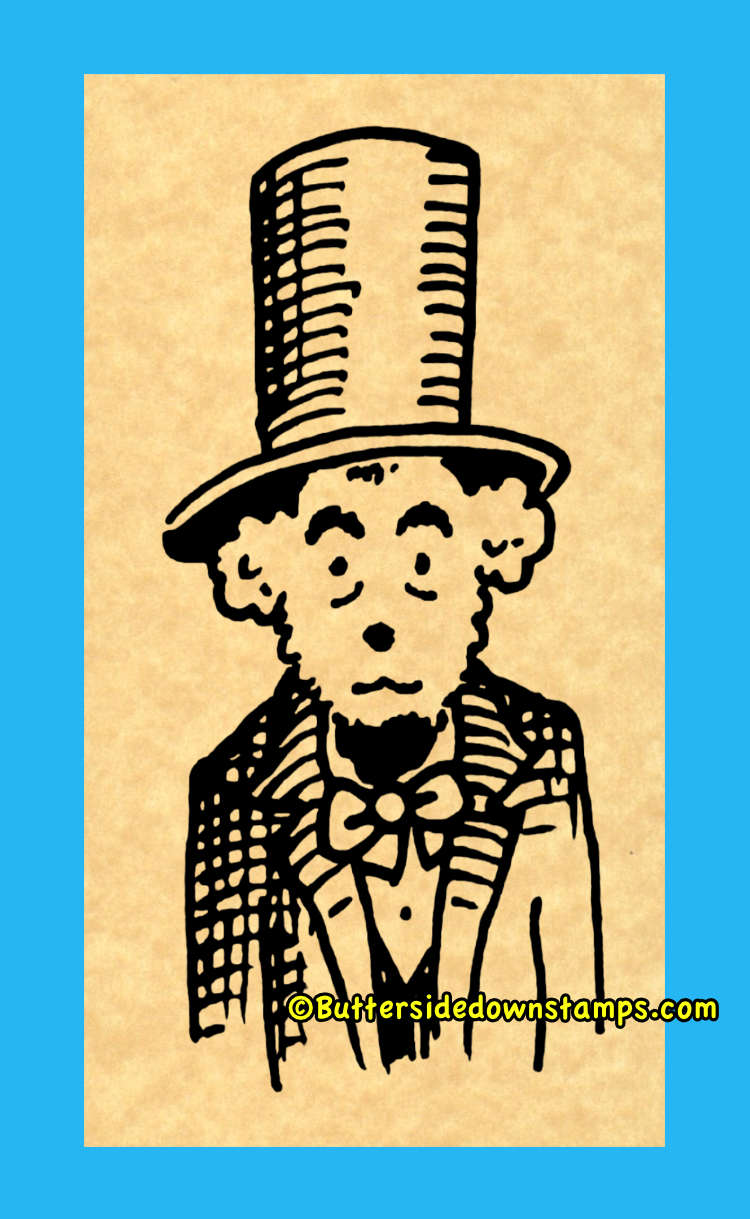 Abearham Lincoln in Top Hat Rubber Stamp