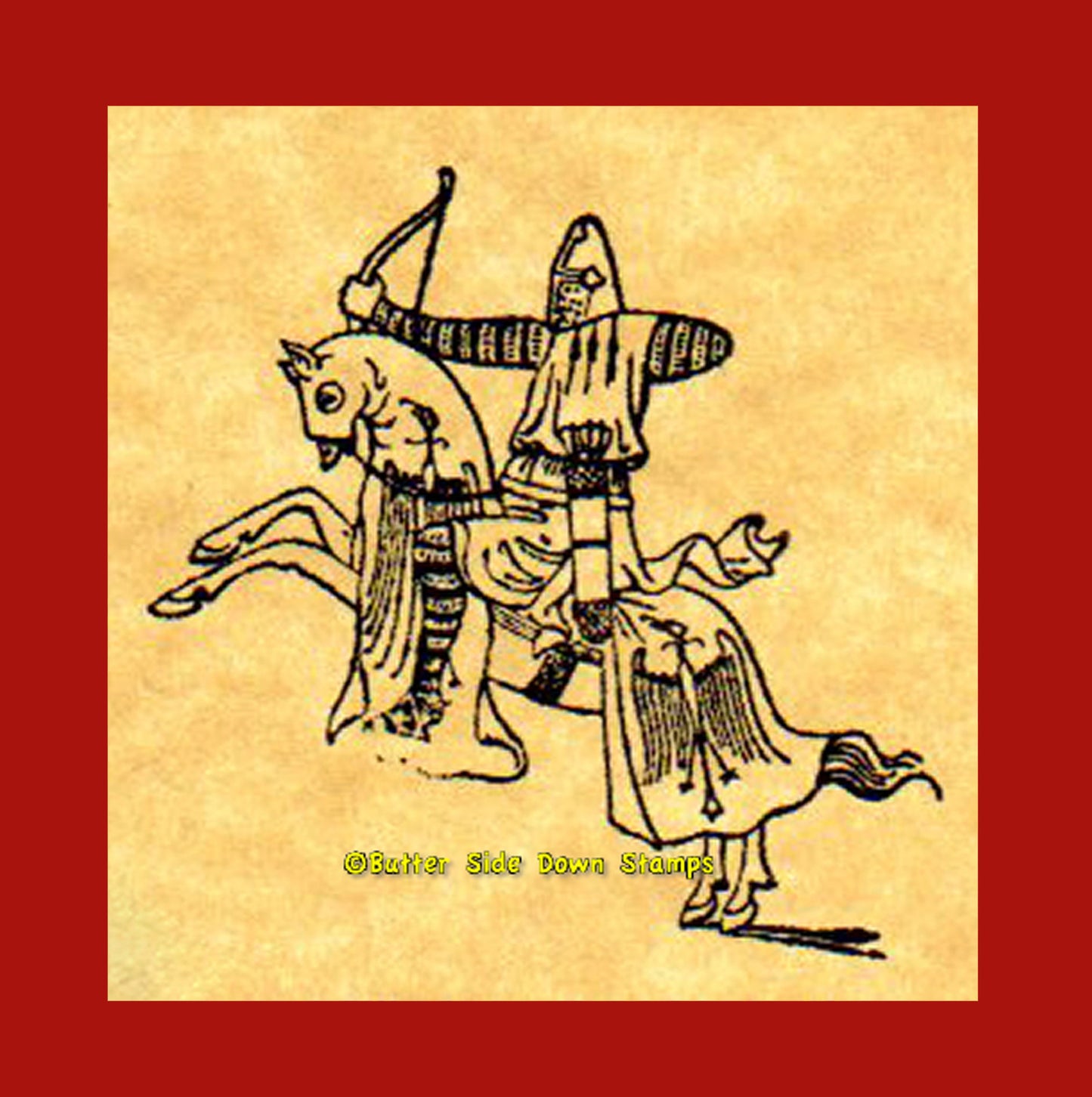 Medieval Mounted Archer Rubber Stamp