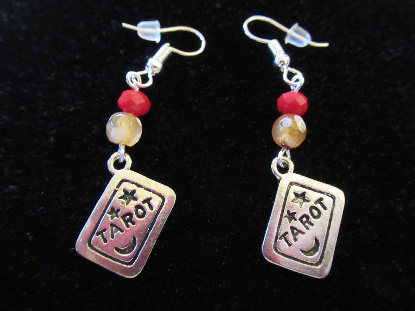 Tarot Card Fire Agate Earrings