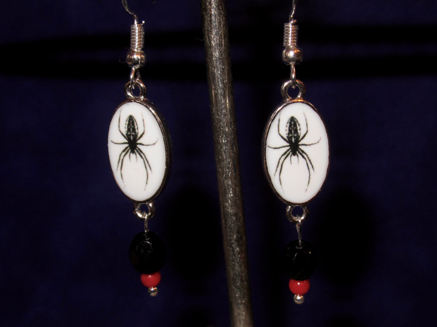 Enamel Black Widow Spider Earrings