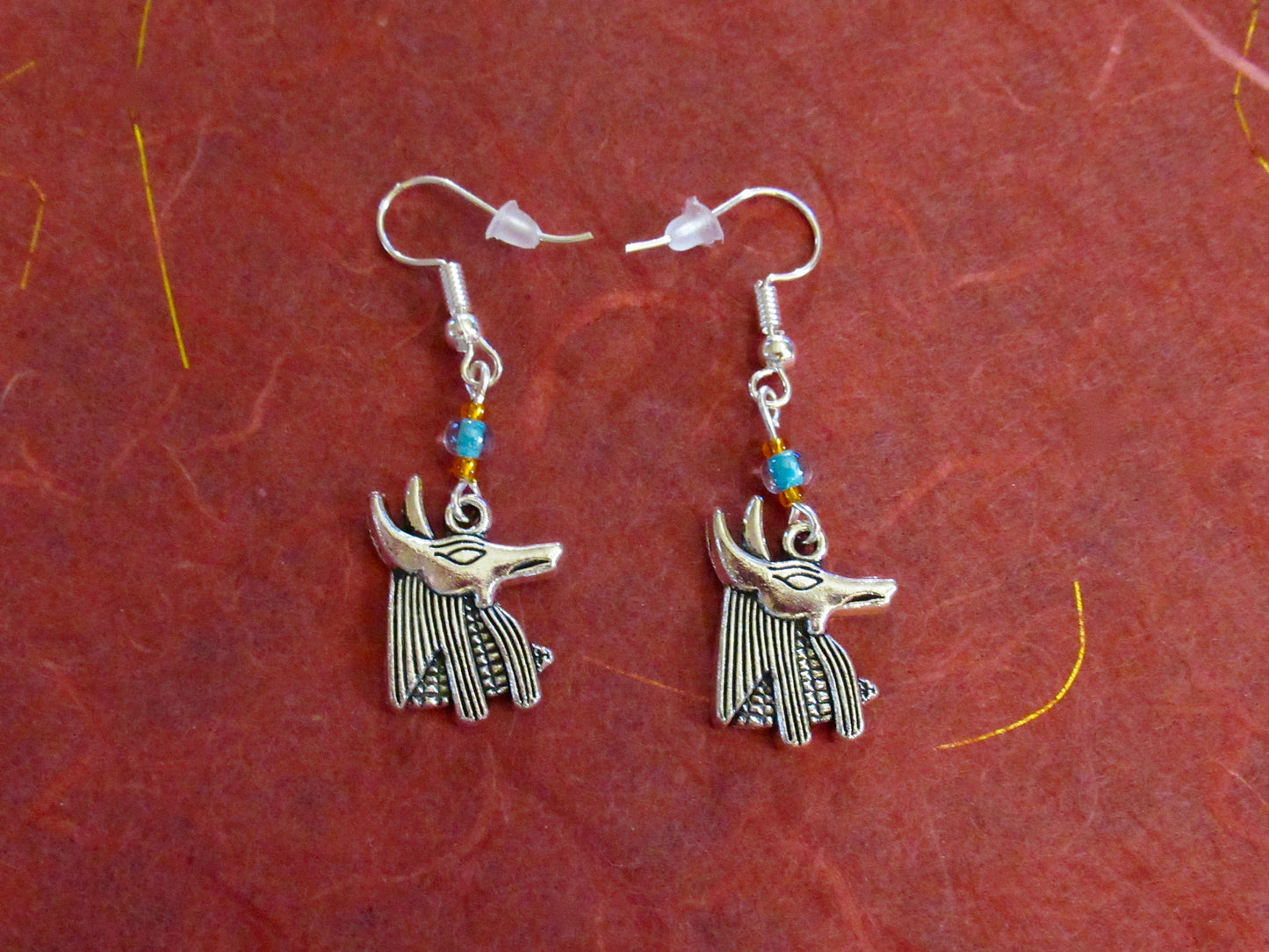 Anubis Czech Glass Earrings