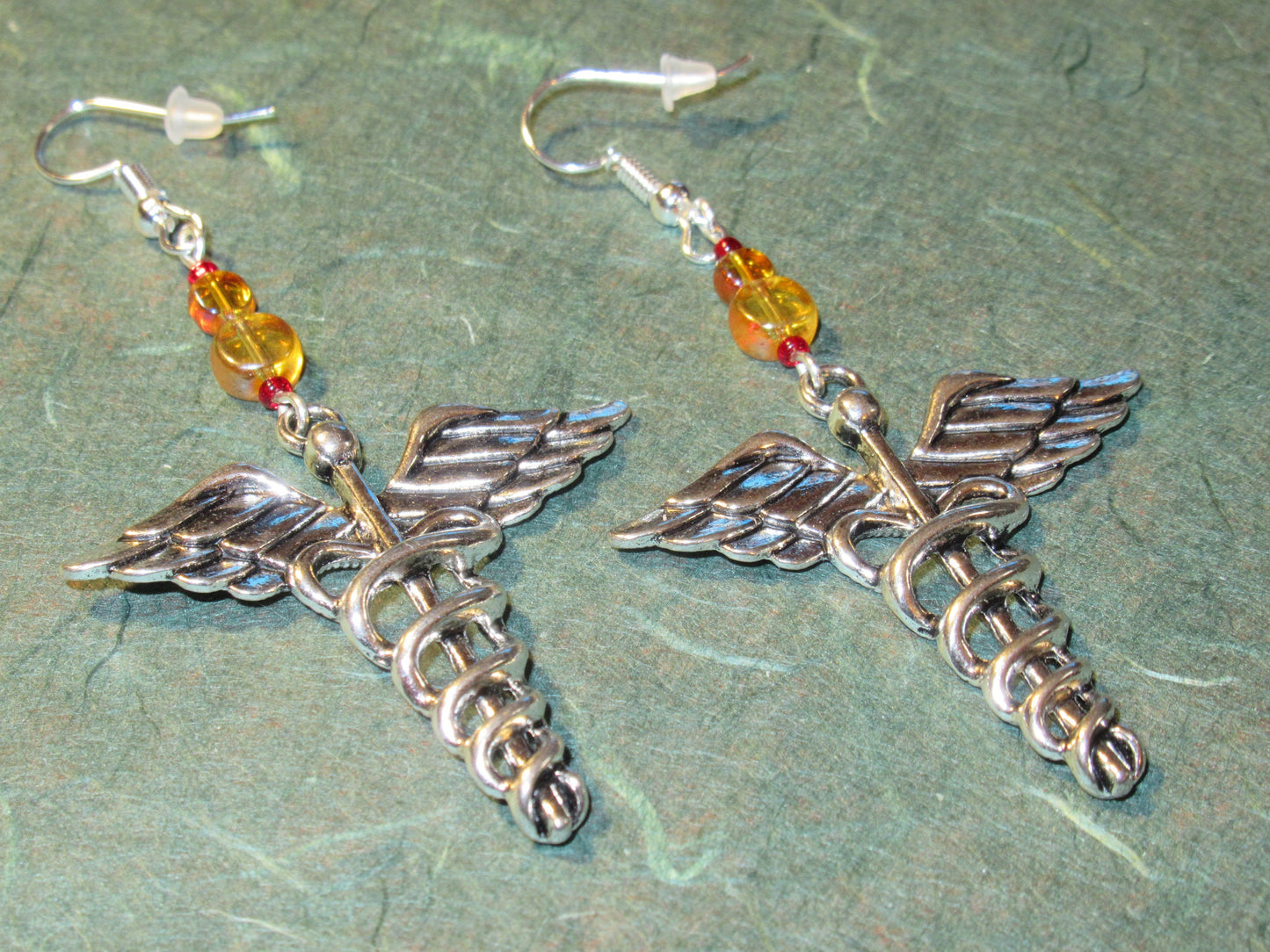 Medical Caduceus-lentil-earrings