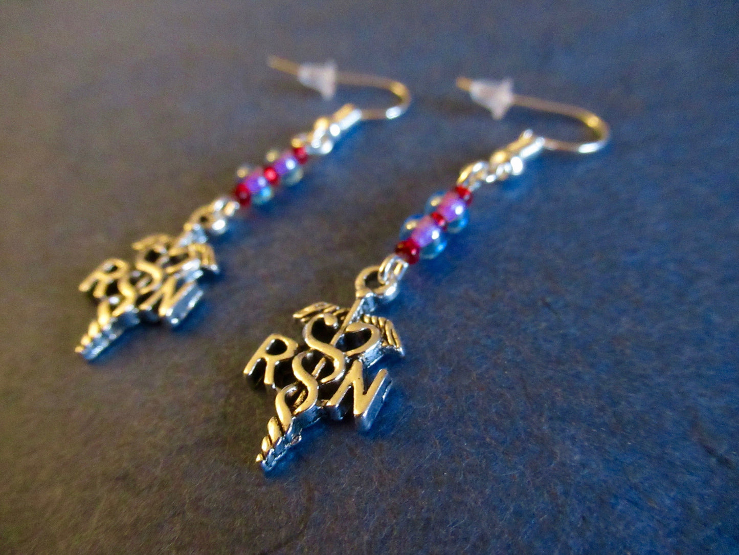 Nursing RN Caduceus Snake Staff Earrings