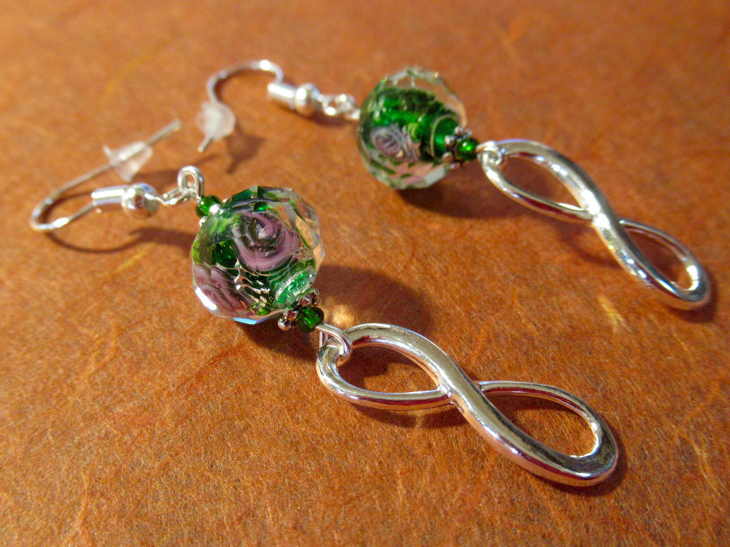 Infinity Lampwork Floral Earrings