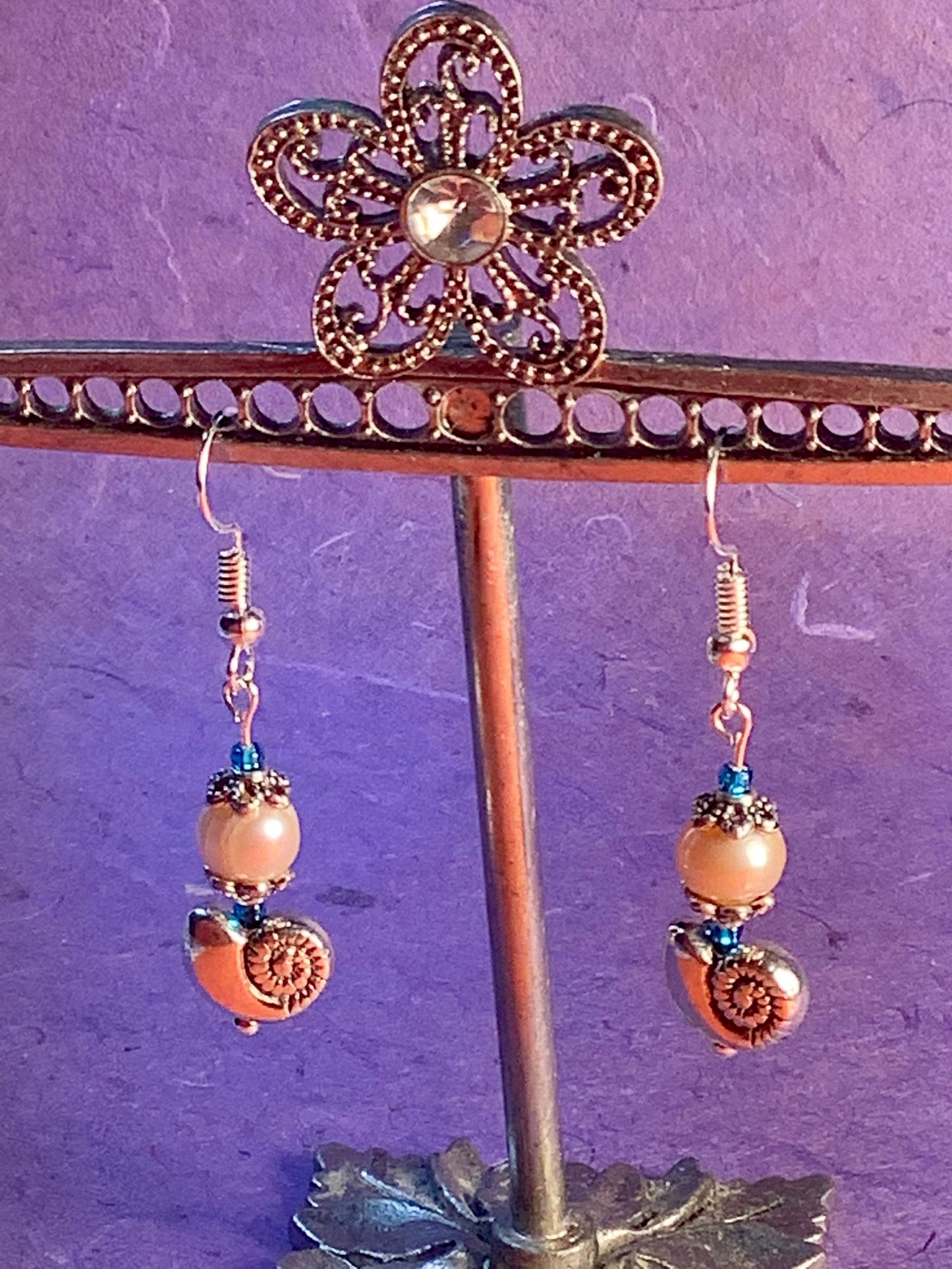Real Pearl Nautilus Earrings