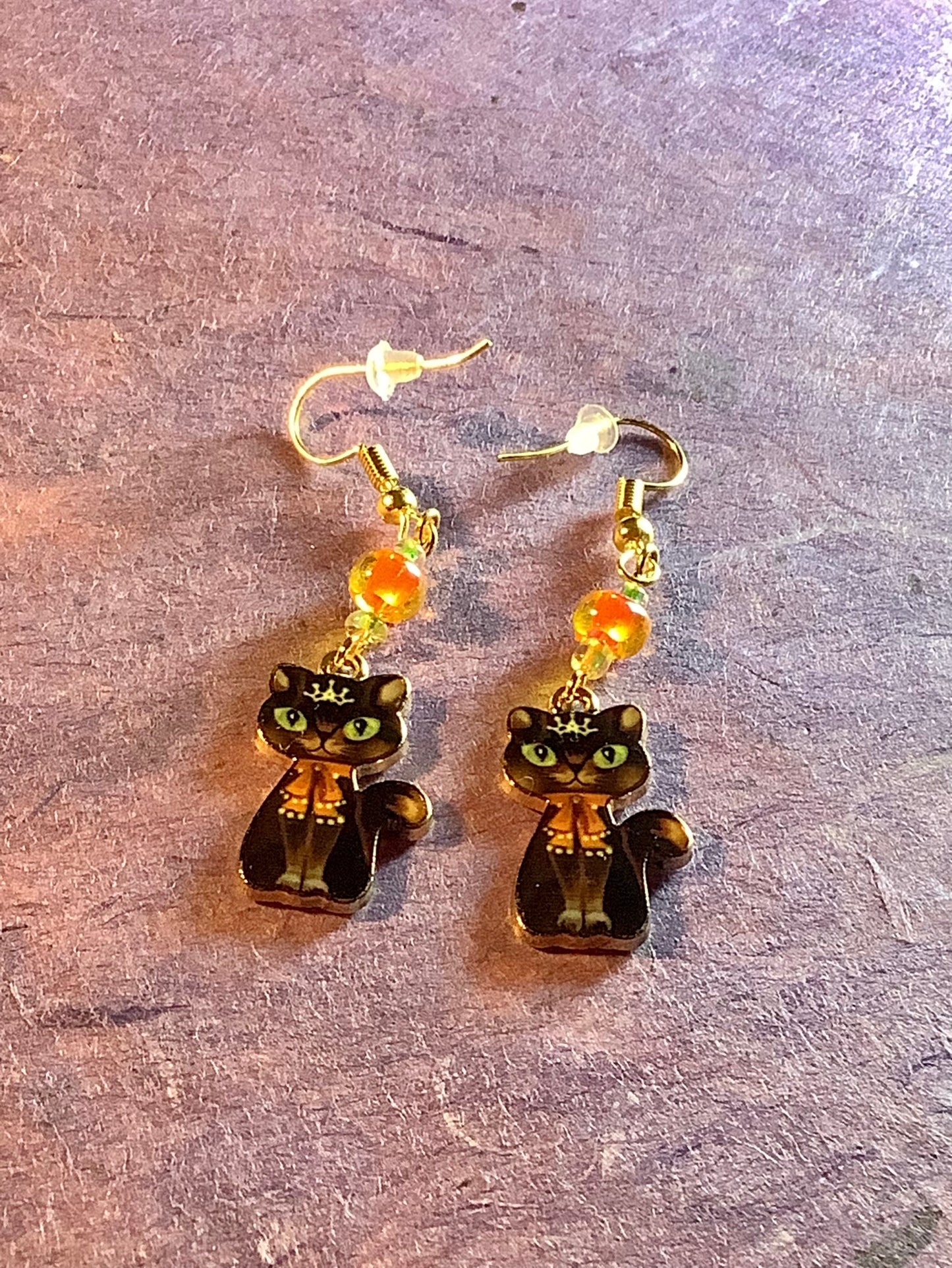 Black Cat Halloween Earrings