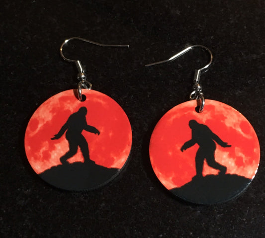 Bigfoot Red Moon Earrings
