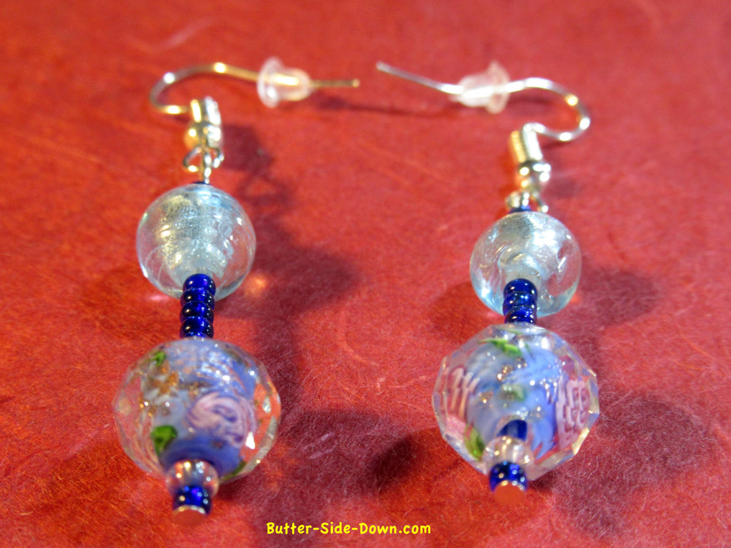 Blue floral bead earrings