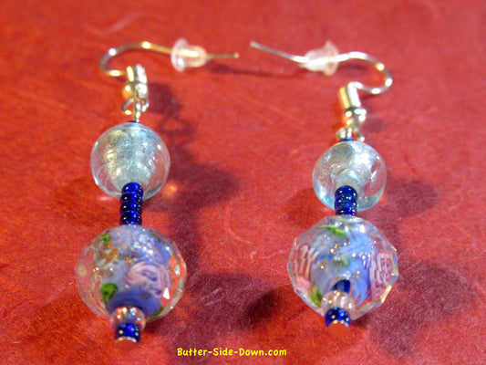 Blue floral bead earrings