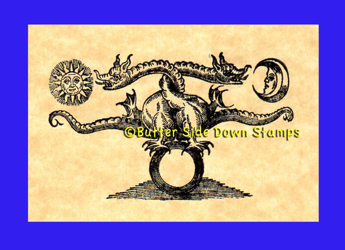 Double-headed dragon of alchemy rubber stamp