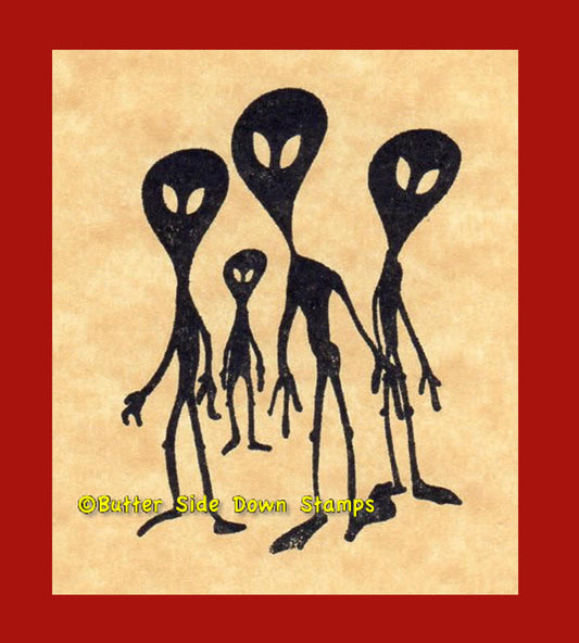 Alien Visitors Rubber Stamp