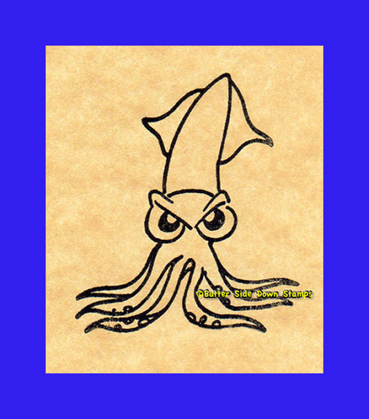Angry Squid Rubber Stamp