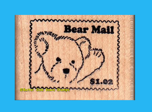 Bear Mail  Rubber Stamp