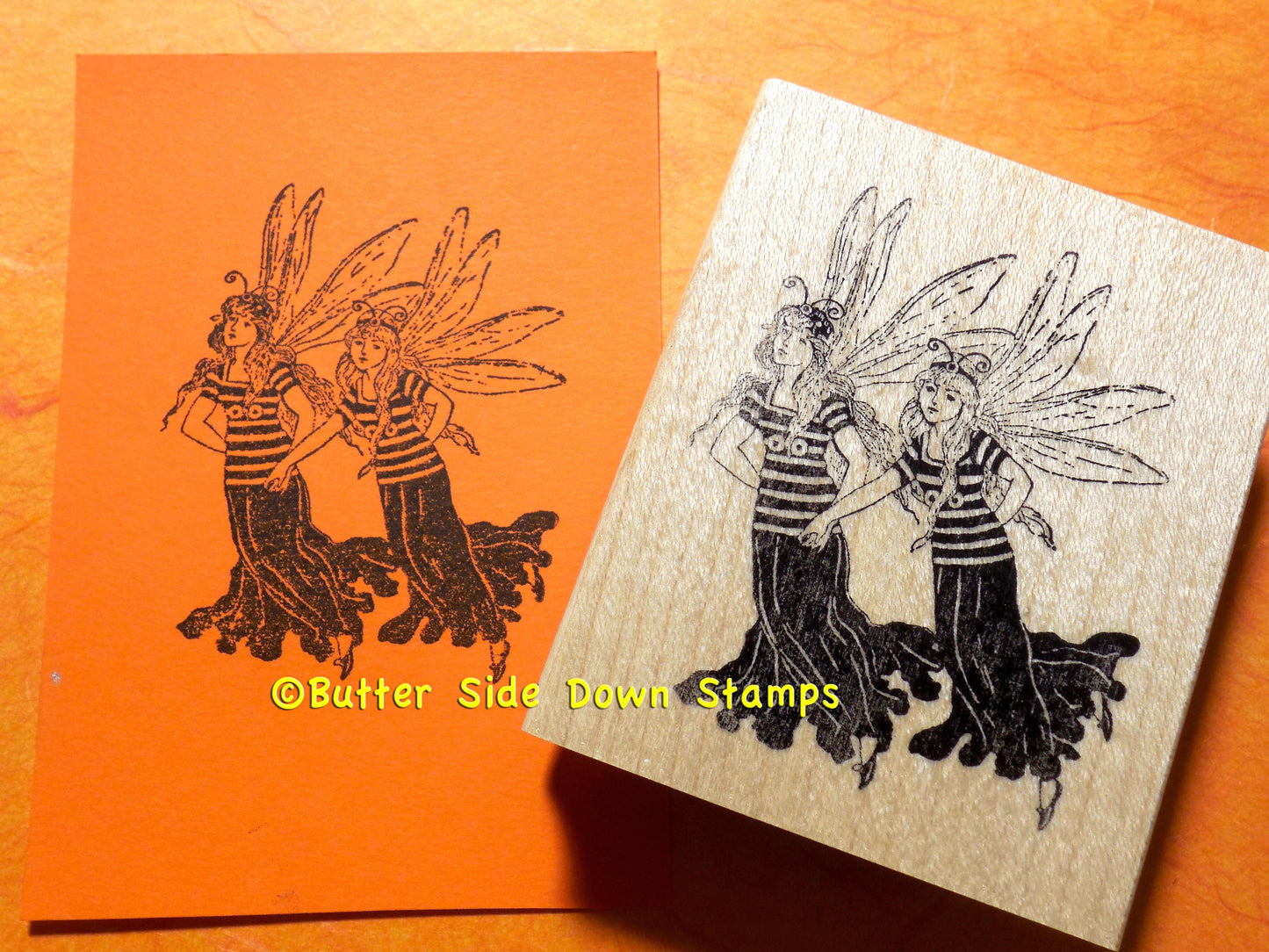 Stamped Bee Fairy twins sample.