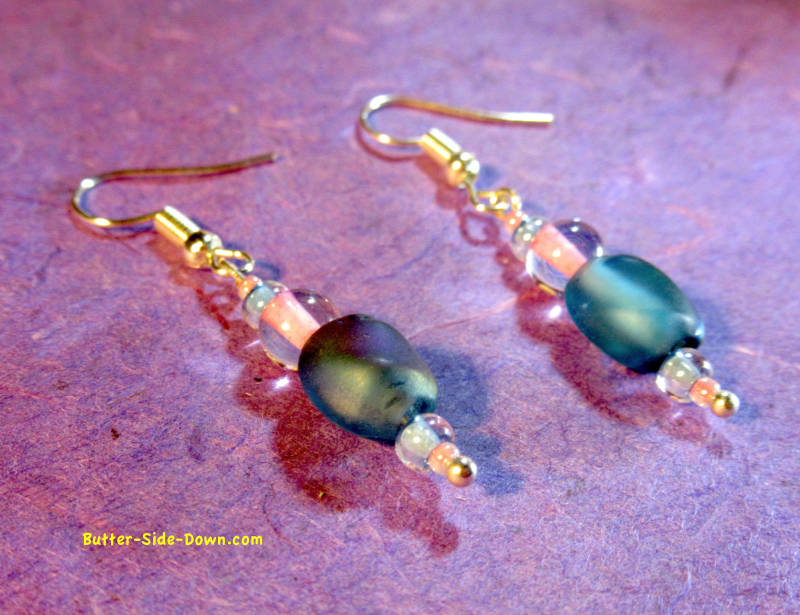 Blue and pink ab earrings