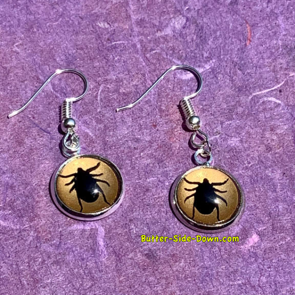 Dog Tick Enamel Dangle Earrings