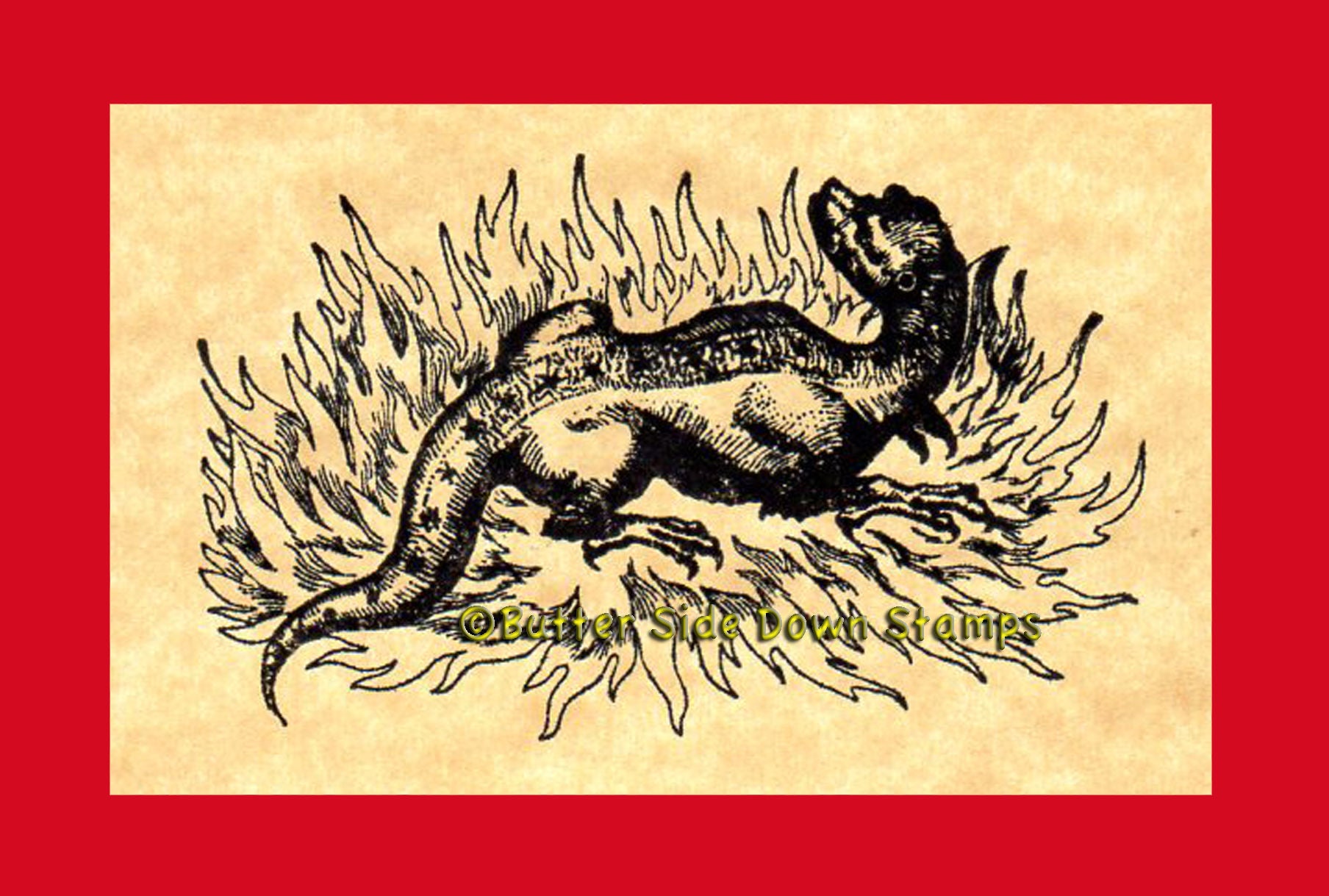 Fire Salamander Rubber Stamp