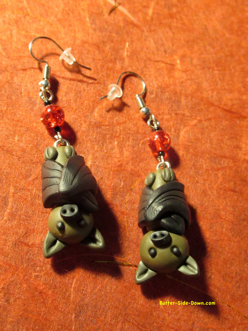 Hanging fruit bat earrings