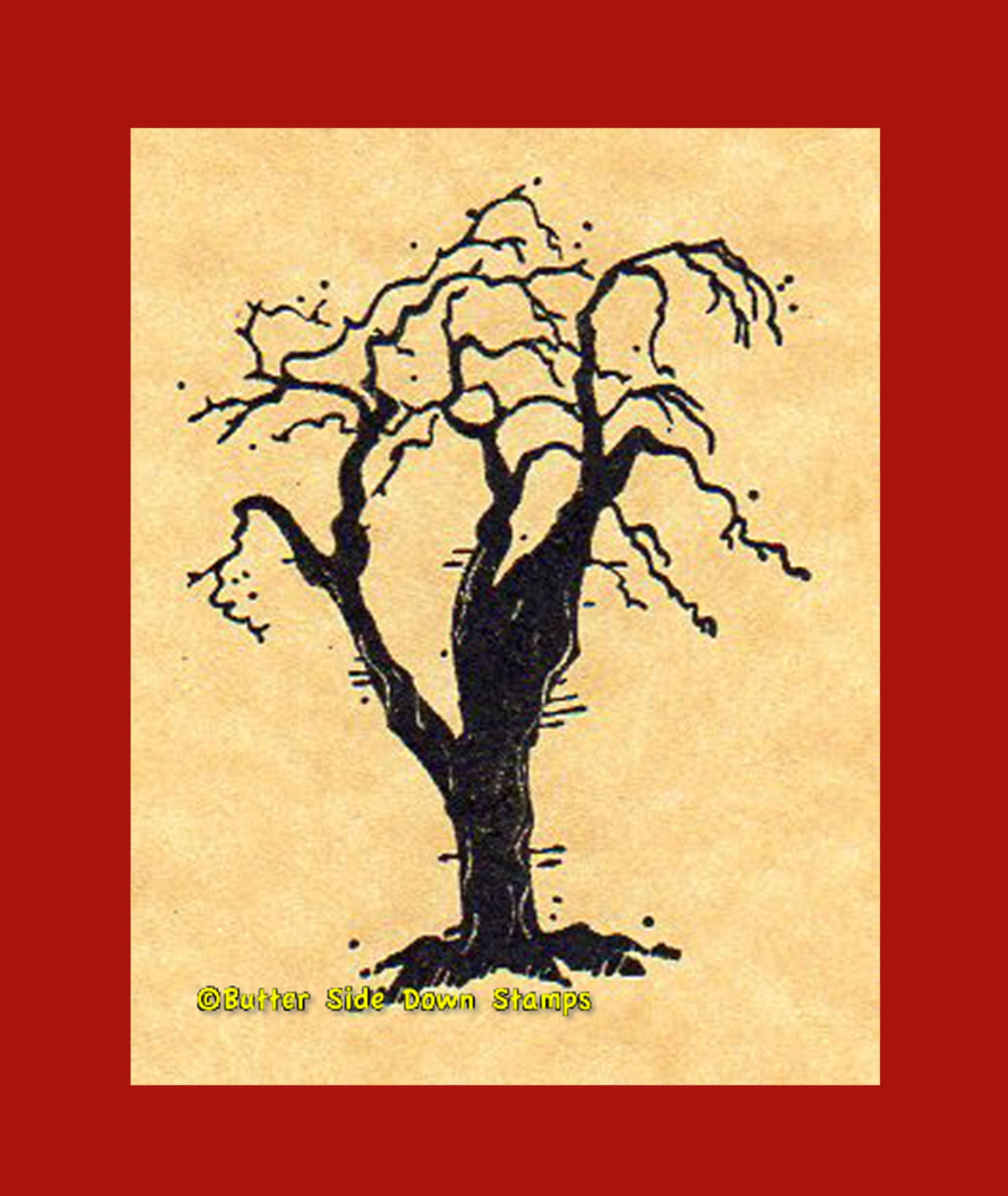 Halloween Gnarly Tree Rubber Stamp