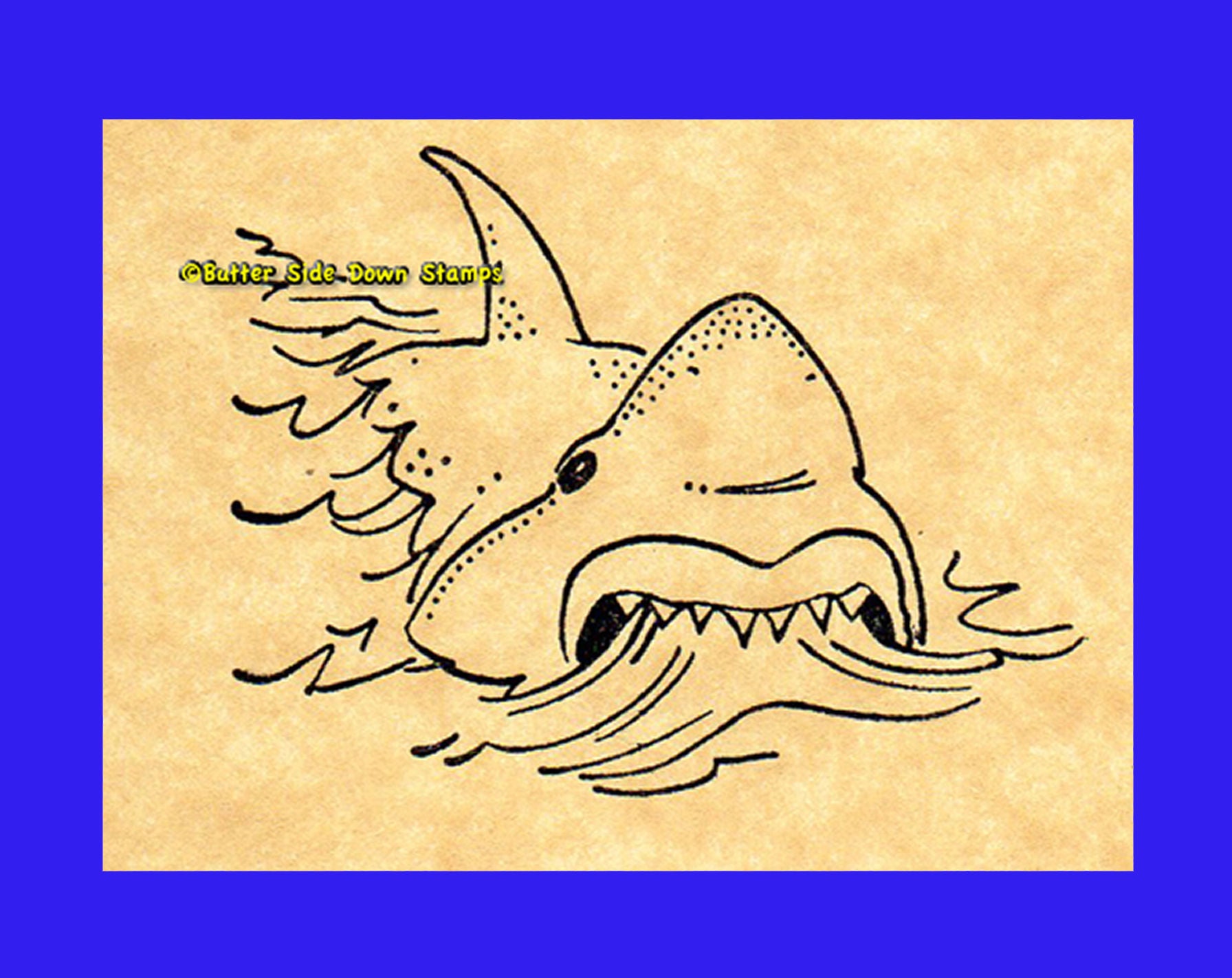 Great White on Surface Rubber Stamp