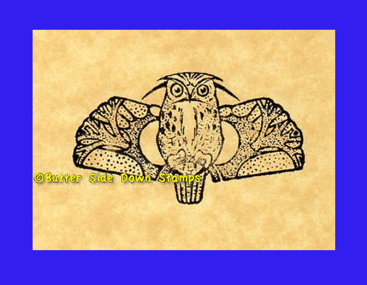 Great horned owl motif rubber stamp