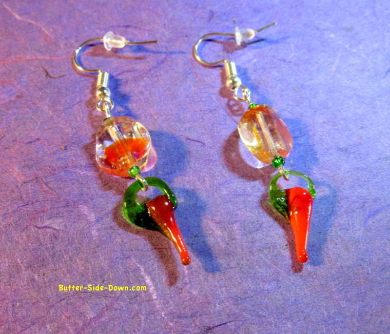 Glass Hot Pepper Earrings