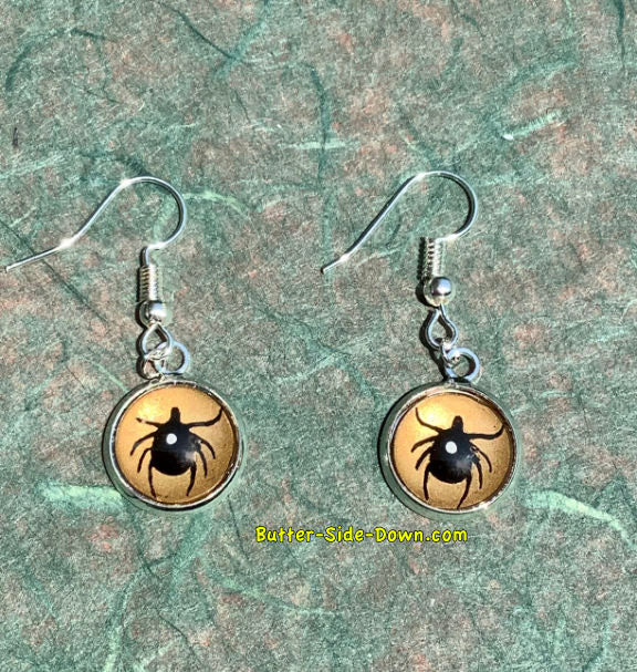 Lone Star Tick Enamel Dangle Earrings