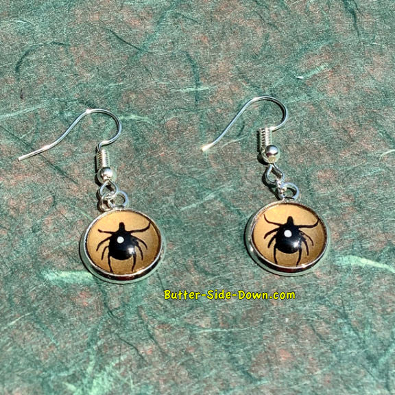 Lone Star Tick Enamel Dangle Earrings