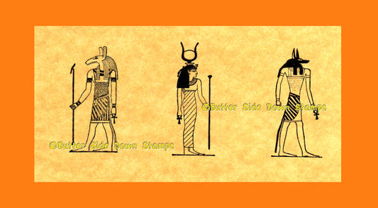 Mini Egyptian gods: Set, Hathor and Anubis