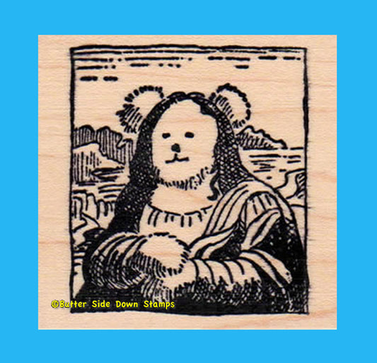 Mona Lisa Teddy Bear Rubber Stamp